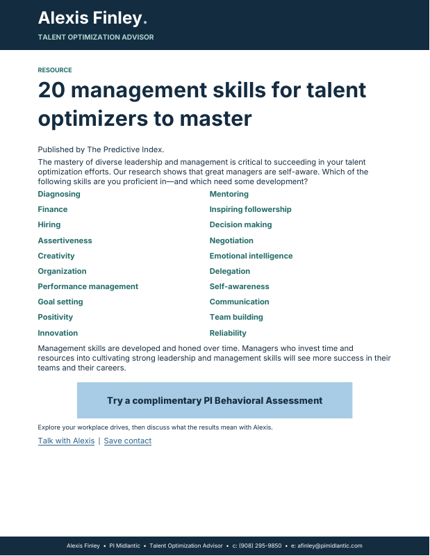 Cover preview: 20 Management Skills for Talent Optimizers to Master