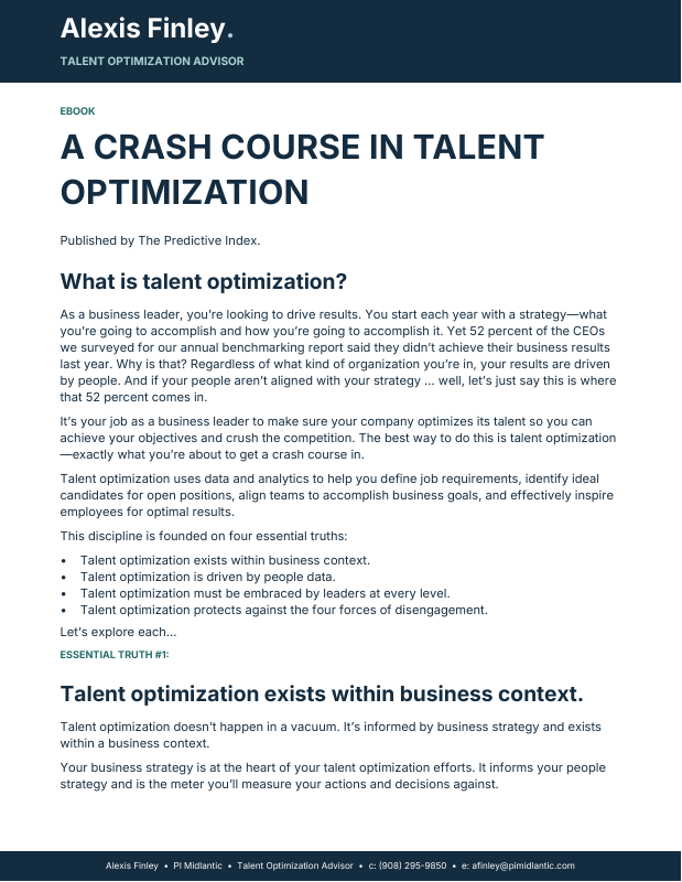 Cover preview: A Crash Course in Talent Optimization