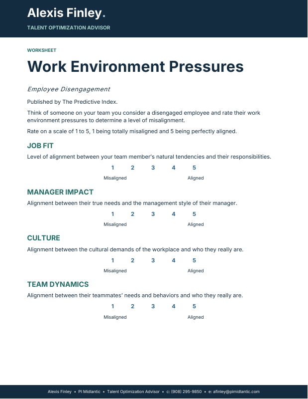 Cover preview: Work Environment Pressures Worksheet