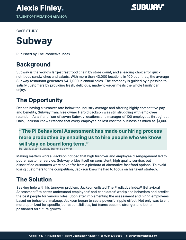 Subway case study cover