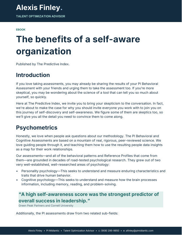 Cover preview: The Benefits of a Self-Aware Organization